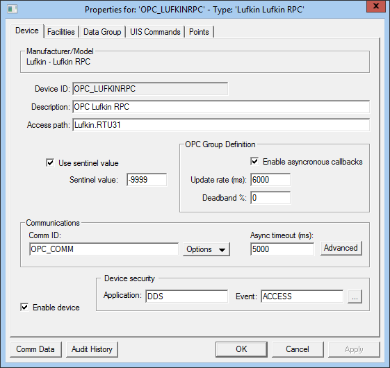 OPC Lufkin EIE - Device Page OPC Lufkin EIE - Device Page